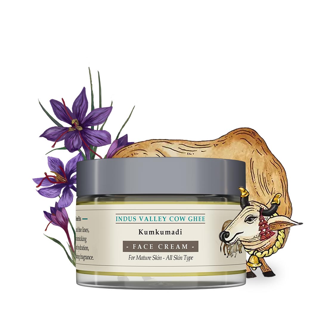 Indus Valley Cow Ghee Anti Ageing Face Cream For All Skin Types With Kumkumadi Oil