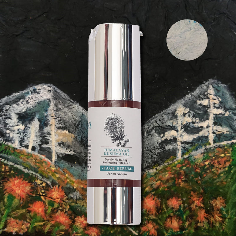 Himalayan Kusuma Oil, collagen boosting, deeply hydrating anti-ageing Vit C face serum
